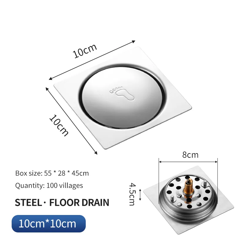 10cm*10cm Modern SS304 Stainless Steel Bathroom Floor Drain hover