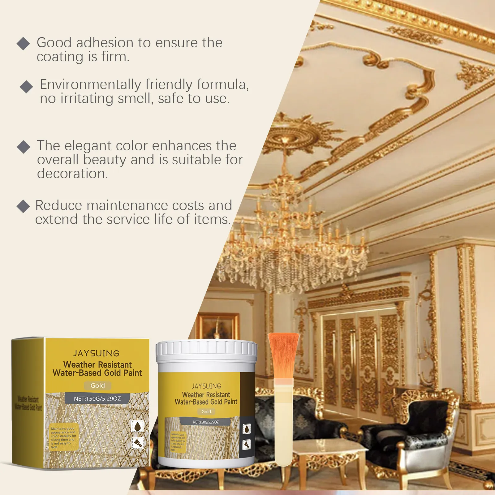 Water-Based Weather-Resistant Gold Paint hover
