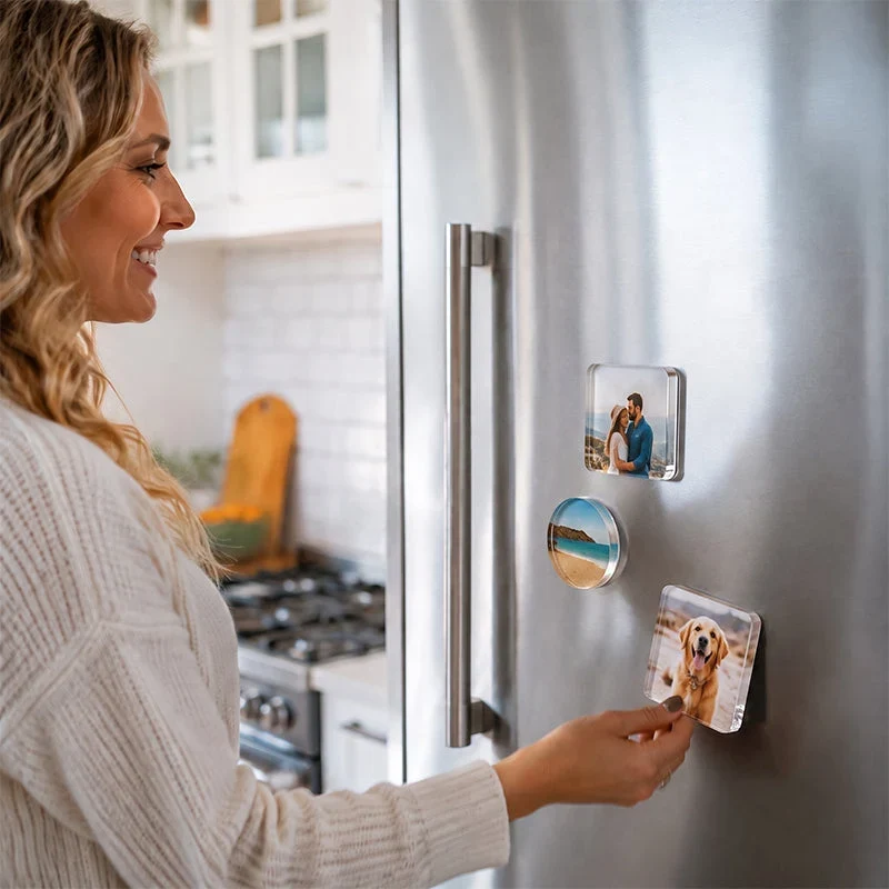 10 Pieces DIY Clear Acrylic Fridge Magnet Kit: Create your own magnets with photos and art! hover
