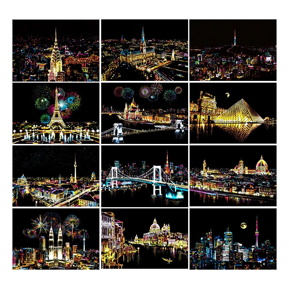 Colorful Paris City Scratch Painting hover