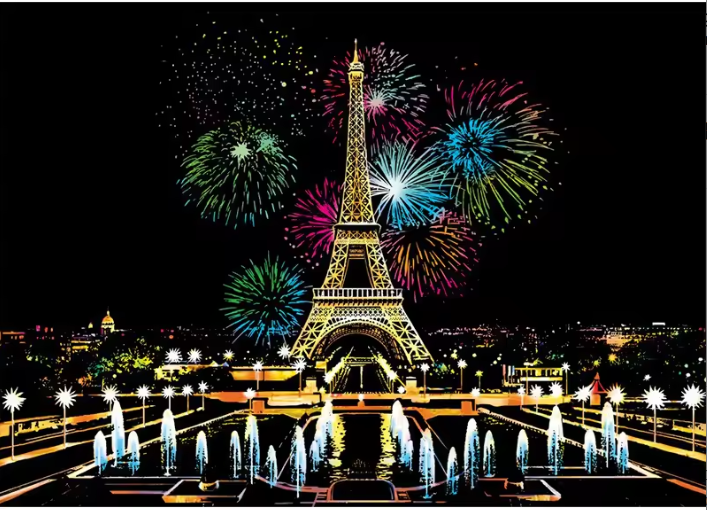 Colorful Paris City Scratch Painting